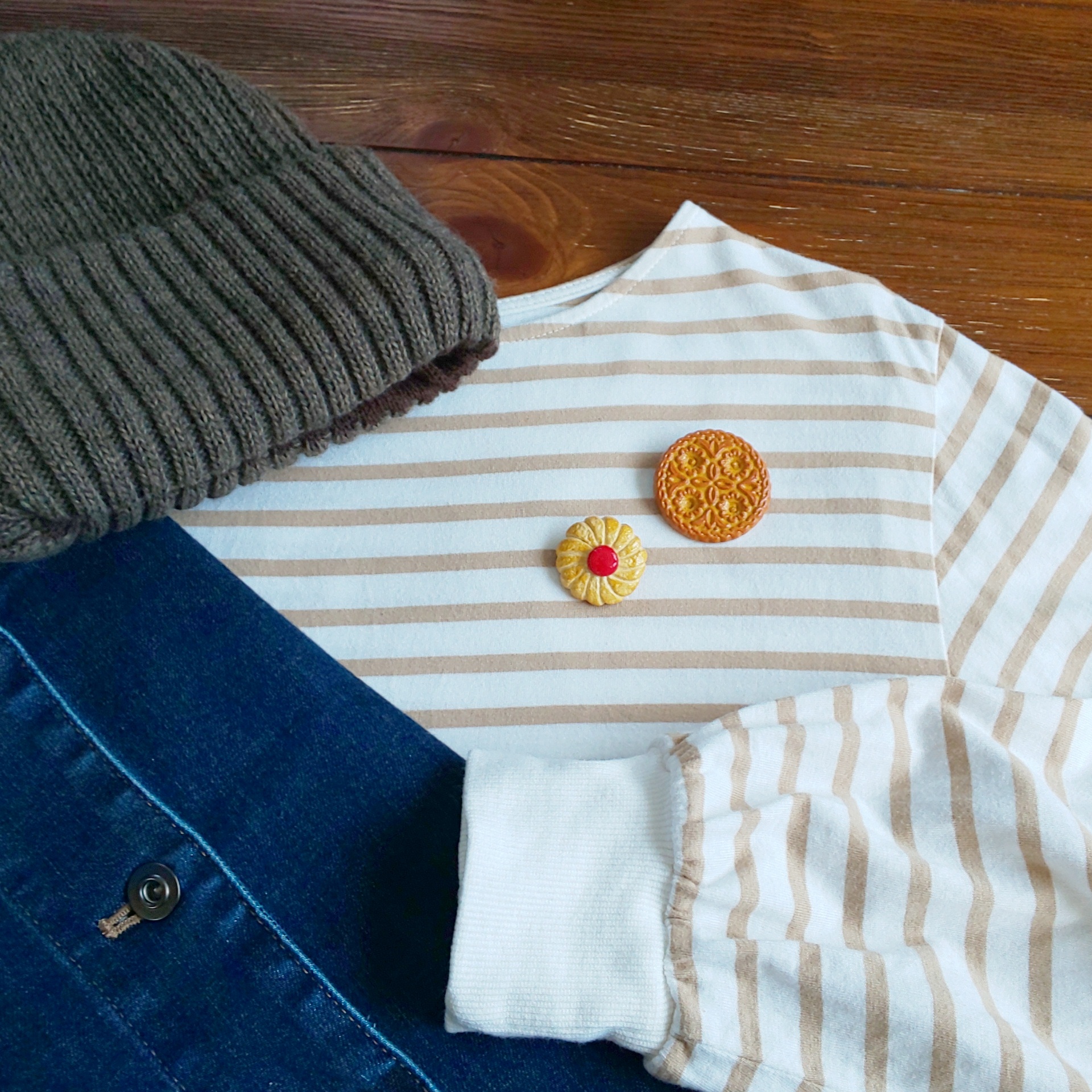 焼き菓子陶土ブローチセット　A